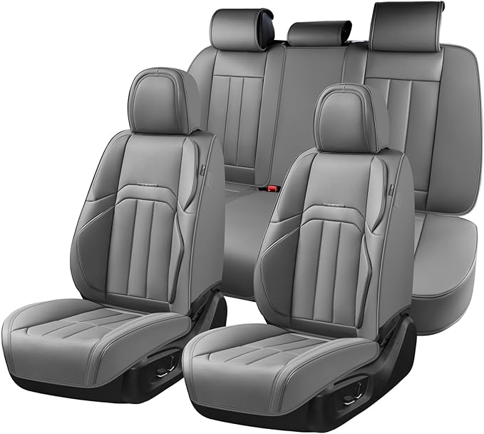 Coverado Seat Covers, Car Front Seat Covers with Backrest, Nappa Leather Car Seat Protectors,Waterproof &Breathable,Anti-Slip Automotive Seat Cushion, Universal Fit for Most Vehicles,2Pcs Black