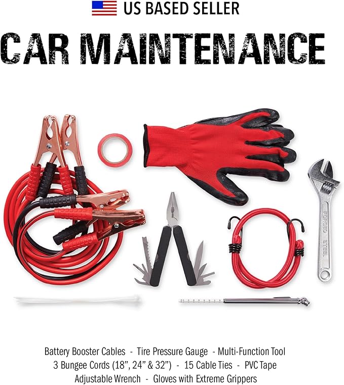 Always Prepared Premium Roadside Emergency Kit for Car - Car Safety Kit, Tools, First Aid, Visibility Gear & More - Perfect Roadside Assistance Kit Gift for New Drivers (125 pc)