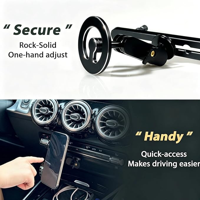 360° Rotation MagSafe Car Phone Mount for Mercedes-Benz 2025 G-Class, 2020-2025 GLE GLS GLA EQA CLA, 2019-2025 GLB EQB A/B-Class, AMG & Maybach,Original Fit No-Drill Installation Accessories