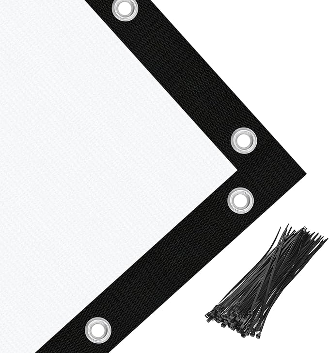 Amagenix 90% Pergola Shade Cover 15' X 24' Sun Shade Cloth with Grommets for Outdoor Garden Patio Porch, Commercial Grade 200 GSM - Cable Zip Ties Included (We Customized) GN108, White