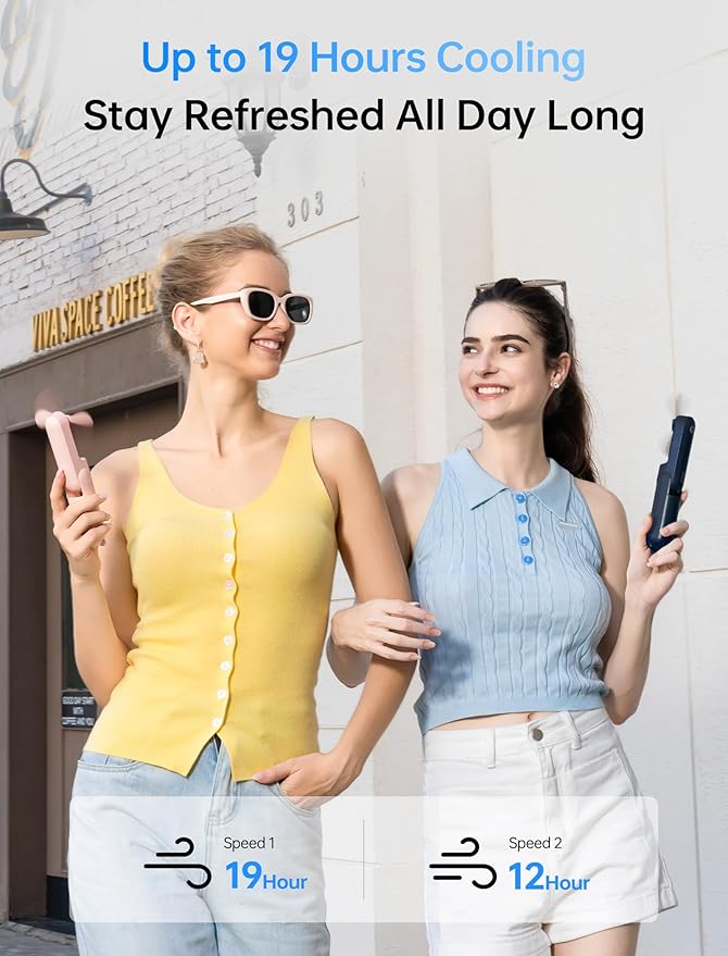 JISULIFE 3 IN 1 Handheld Mini Fan - Portable Fan & Power Bank & Flashlight, 19H Max Cooling, USB Rechargeable, Pocket-Sized for Travel, Cruise, Concerts, Makeup, 2026 Summer Gifts for Women(Blue)