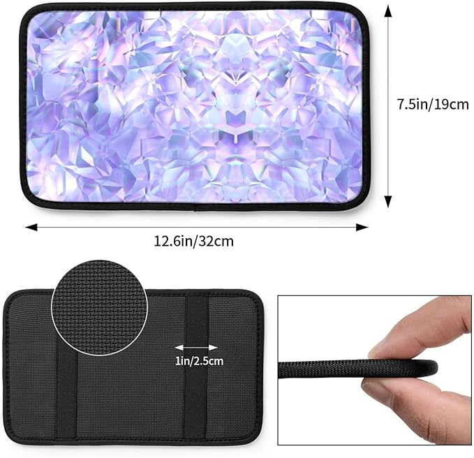 Car Armrest Cover Auto Center Console Pad Arm Rest Cushion Soft Car Accessories Universal for Most Vehicle (Crystal Texture Pattern Design)