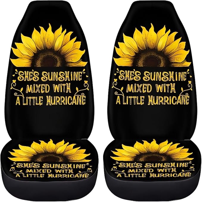 BIGCARJOB Sunshine Sunflower Car Seat Cover Full Set Universal Car Interior Accessories Set Sunflower Print Auto Interior Seat Protector Saddle Blanket for Women Gifts