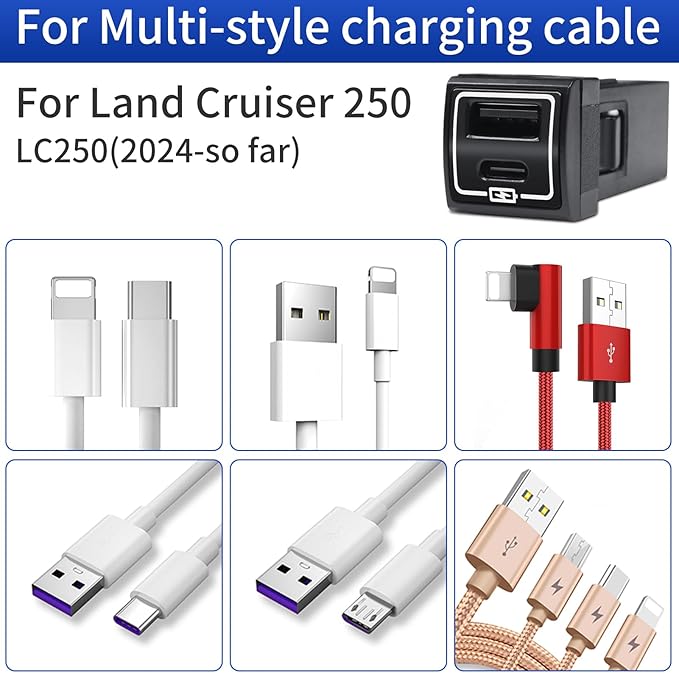 USB Fast Charger for 2024 2025 2026 Toyota Land Cruiser 250 First Edition 1958 Prado Mobile Phone Charging Port Interior Upgrade Modification Automobile Chargers 2026 Toyota Land Cruiser Accessories