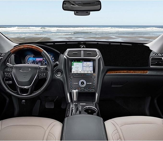 x xotic tech Center Console Dashboard Mat Pre-Cut Non-Slip Sunshield Sun Glare Protector Dash Carpet Pad Black Cover Compatible with Ford Explorer 2011-2019