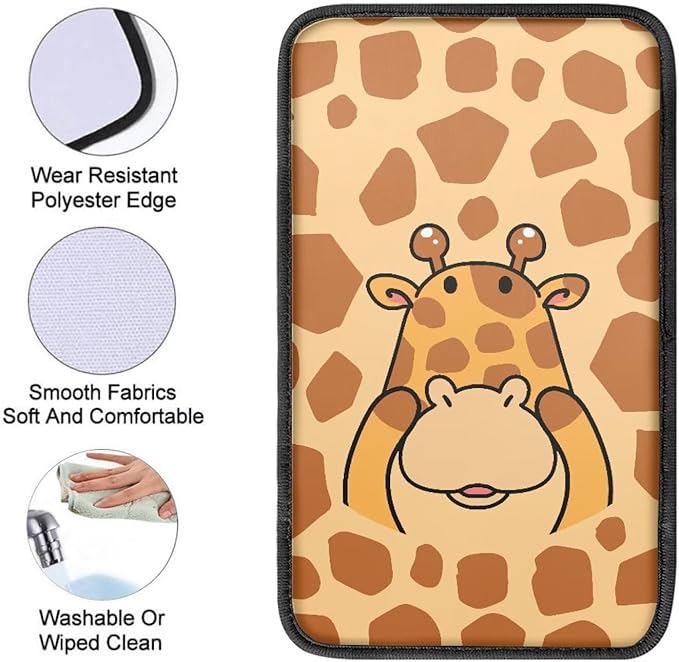 Cartoon Giraffe Car Armrest Pad Breahtbale Soft Auto Center Console Arm Rest Protector Cover Universal Cute Car Interior Accessories