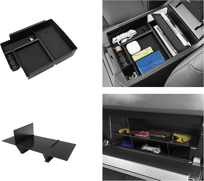 Hellet 2PCS Center Console Hidden Box Organizer Compatible with Toyota 2010-2020 2021 2022 2023 2024 4Runner Interior Accessories Glove Box Organizer