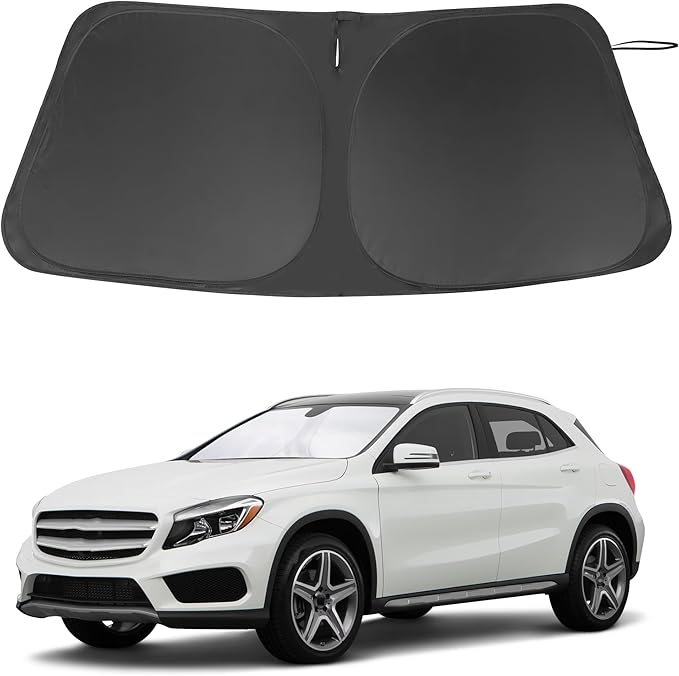 Windshield Sun Shade Custom Fit for 2015-2020 Mercedes Benz GLA Accessories Foldable Sunshade Sun Blocker Protect Car from Sun Rays & Heat Damage Keep Car Cooler