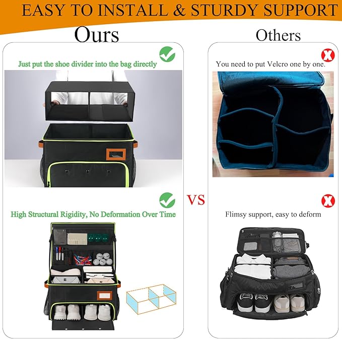 2 Layer Golf Trunk Organizer, Golf Organizer with 2 Pairs Shoes Compartment, Golf Storage Waterproof Car Trunk Locker for Balls, Caps, Clothes, Gloves, Accessories, Gifts for Golfers