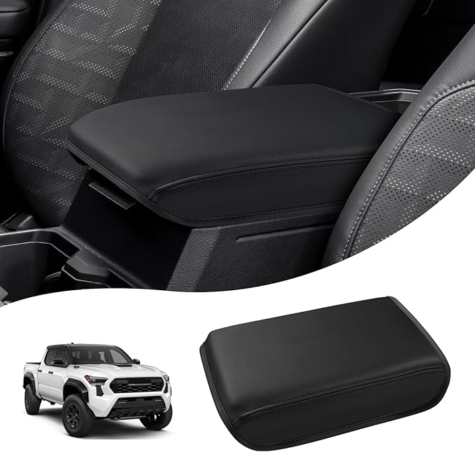 Autorder Center Console Cover for 2024 2025 2026 Toyota Tacoma Accessories Armrest Cover Anti-Scratch Middle Console Pad Leather Armrest Protector