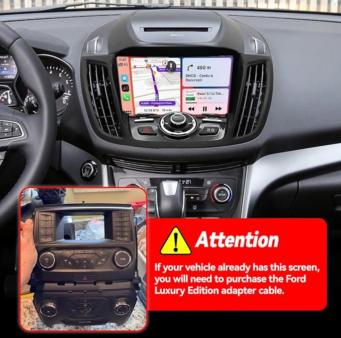 4+64G Car Stereo Radio for Ford Escape 2013-2019, 9" Touchscreen Android 15 Car Radio Stereo Head Unit with Wireless CarPlay Android Auto GPS Navi SWC WiFi Bluetooth Voice Assistant FM Camera Mic