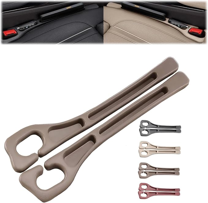Car Seat Gap Filler Set of 2, Premium Interior Car Accessories, Multifunctional Car Storage Solution with Non-Slip Design, Fits Most Vehicles (Brown)