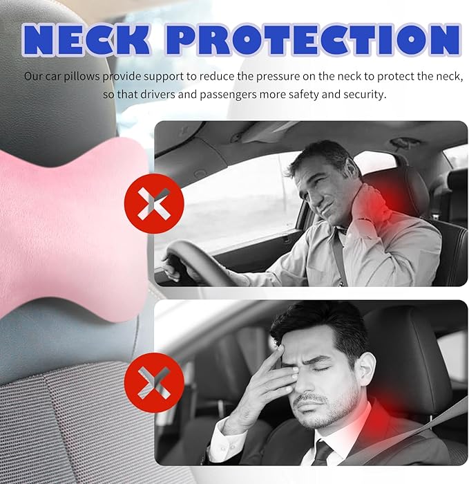 2PCS Car Headrest Pillow,Soft & Comfortable Car Neck Pillow for Driving Fatigue Relieve,All-Season Universal Cars Head Rest Pillows Automotive Interlor Accessorles for Cars (Pink/2PCS)