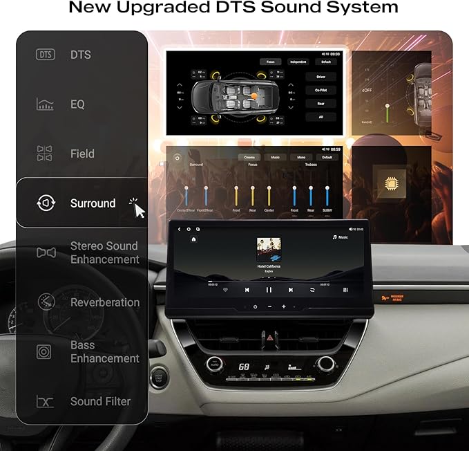 8+256GB Car Radio for Toyota Corolla 2019-2022, 12.3" 1920×720P QLED Touchscreen, Android 13, Wireless CarPlay/Android Auto, 8-Core, Bluetooth 5.0, 5G WiFi/4G LTE