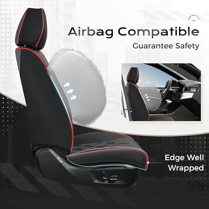 Coverado Car Seat Covers Full Set, Seat Covers for Cars, Waterproof Leather Automotive Seat Cover, Universal Car Interior Protectors Cushion for Most Cars