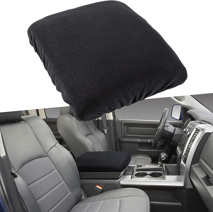 Center Console Armrest Pad Cover for Dodge Ram 1500 2500 3500 4500 5500 Pickup Truck 1993-2023 Black Soft Car Armrest Seat Box Protector Cushion Interior Accessories All Weather