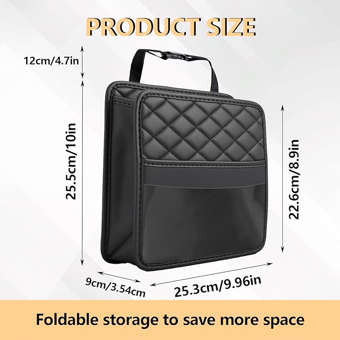 Car Seat Back Organizer,Seat Back Hanging Bag,Waterproof Leather Backseat Storage Pocket,Multipurpose Backseat Organizer,Auto Travel Essentials Accessories for Kids & Adults for Most Vehicles