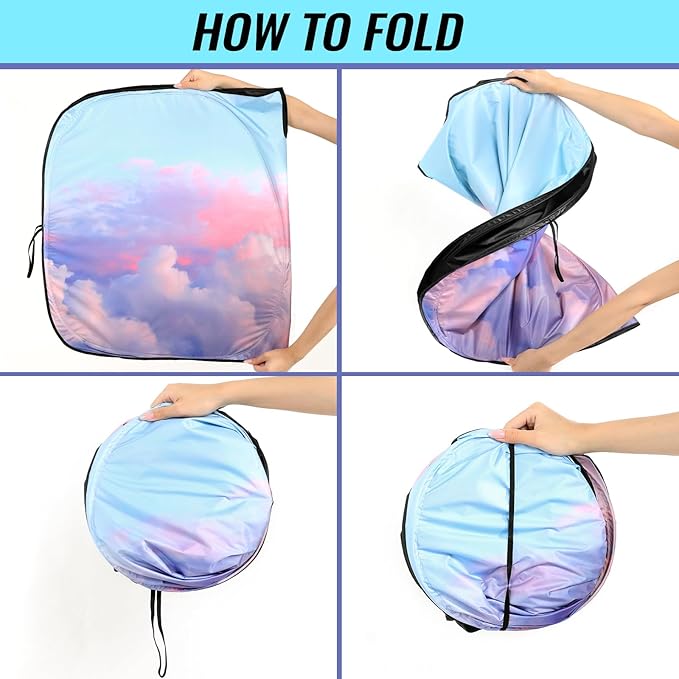 Car Windshield Sun Shade - Reflector Sunshade Offers Ultimate Protection for Car Interior, Cool Reflective Sun Blocker Fits Small Sedans, Mini SUVs