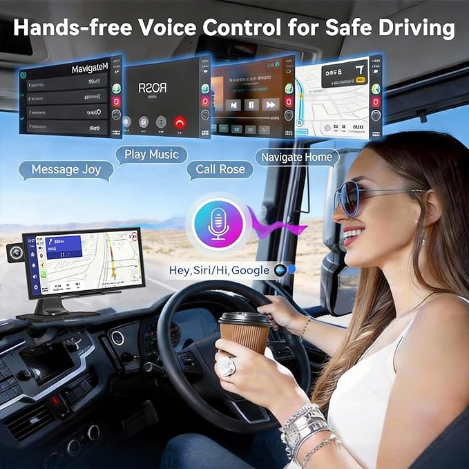 11 inch Wireless Apple CarPlay & Android Auto Screen for Car with 4K Dash Cam,Ultra-Light Touchscreen, IP68 1080P Backup Camera, GPS Navigation, Voice Control, Mirror Link(64GB U3 Card)