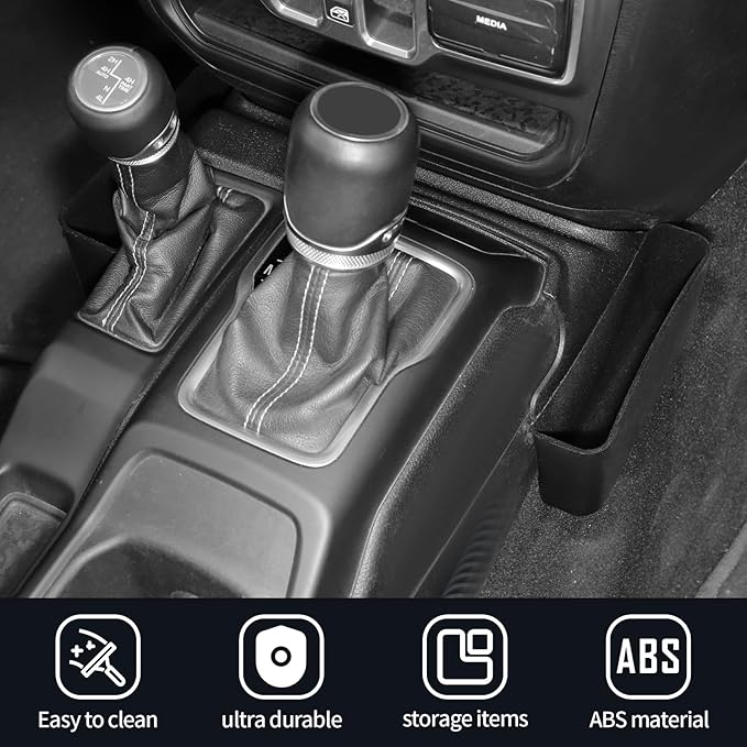 JWWY Gear Shift Storage Box Compatible with 2018-2026+ Jeep Wrangler JL JLU & Gladiator JT 4xe Center Consoles & Organizers Trunk for Jeep Wrangler JL Interior Accessories Fluff Fiber