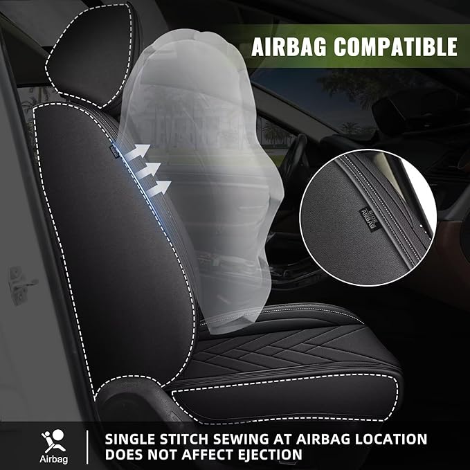 AOMSAZTO Front Seat Covers for Car Fit for Acura TL 2004-2014: Premium Seat Covers Waterproof Leather Automotive Seat Cushion Protector Compatible with Airbag(2PCS Front,Black)