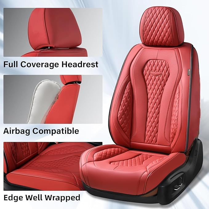 Coverado Red Seat Covers, Car Seat Covers Front Seats, Driver Car Seat Cover, Waterproof Car Seat Covers, Car Seat Cushion, Front Auto Seat Covers, Car Seat Protector Universal Fit Most Cars