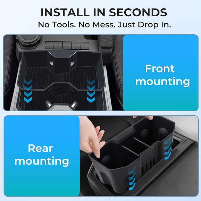 Center Console Cup Holder Inserts for Toyota Tacoma 2026 2025 2024, Silicone Front & Rear Cup Holder Liners Interior Accessories Cup Holders Covers Protector for 2024-2026 Tacoma, Black