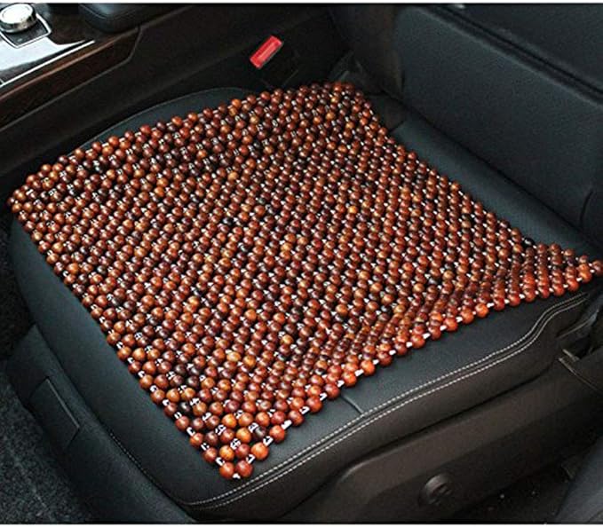 Wood Beaded Auto Car Seat Bead Cover,Natural Rosewood Wooden Bead Cool Refreshing Back Massaging Comfort Cushion Mat,Premium Quality Universal for Car Truck on Summer (Square mat)
