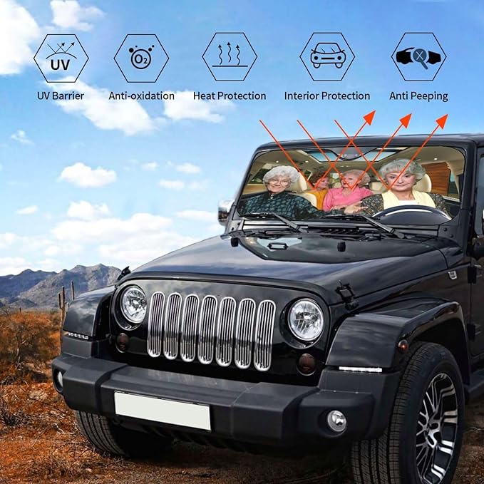 Funny Foldable Windshield Sun Shade for Car Sunshade for Car Windshield Covers Blocks Uv Rays Automotive Interior Sun Protection Universal Fit 51 X 27.5 in Keep Your Vehicle Cool