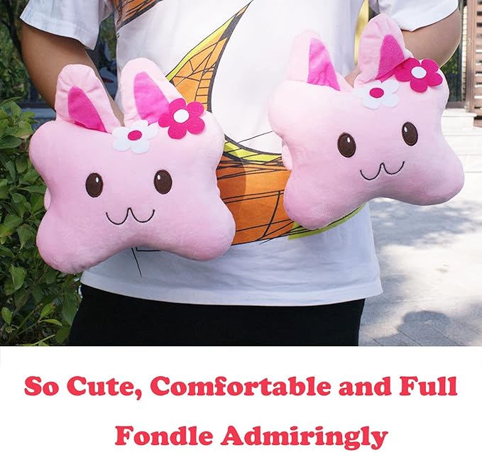 Sexysamba Car Headrest Pillow,Cartoon Neck Pillow for Car,Comfortable Soft Car Seat Pillow for Driving,Head Rest Cushion,Cute Neck Pillow for Travelling and Home 2Pcs (Pink Rabbit)