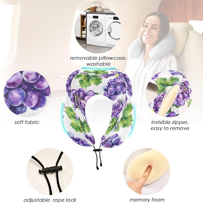 Purple Grape Portable U-Shape car Pillow Travel kit Sleep Neck Cushion