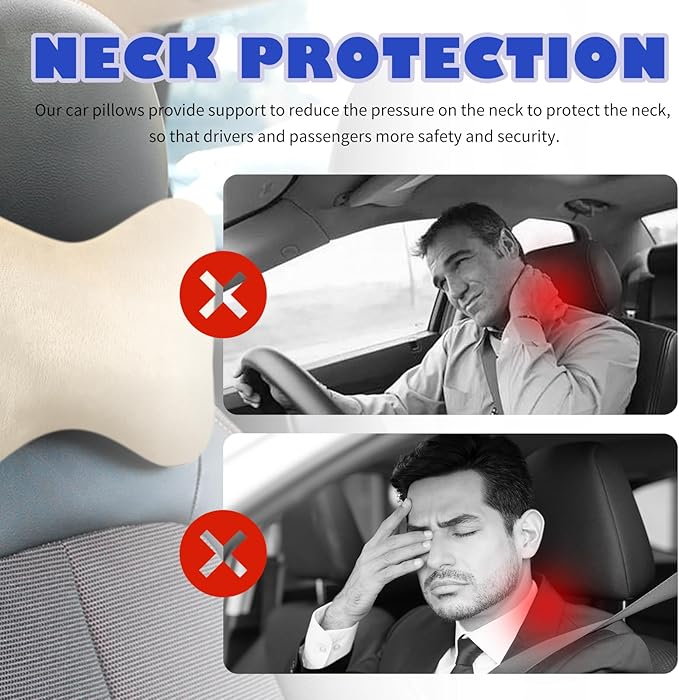 2PCS Car Headrest Pillow,Soft & Comfortable Car Neck Pillow for Driving Fatigue Relieve,All-Season Universal Cars Head Rest Pillows Automotive Interlor Accessorles for Cars (Beige/2PCS)
