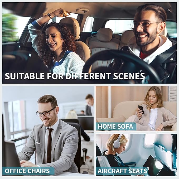 FLORICH Seat Cushion and Lumbar Support Pillow for Office Chair Car Neck Headrest Pillow 100% Memory Foam Seat Pads Pressure Relief Back Cushion and Carseat Pads(Blue)