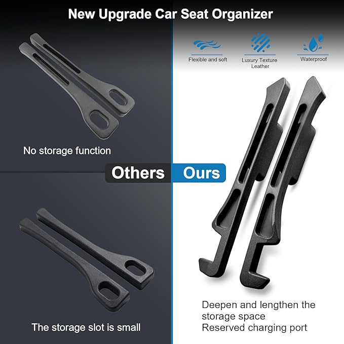 2PCS Car Seat Gap Filler Organizer, Car Side Seat Gap Filler with Phone Holder, Gap Stopper Fill Gap Between Seat and Console to Stop Things from Dropping Fit Cars SUVs Trucks（Black）