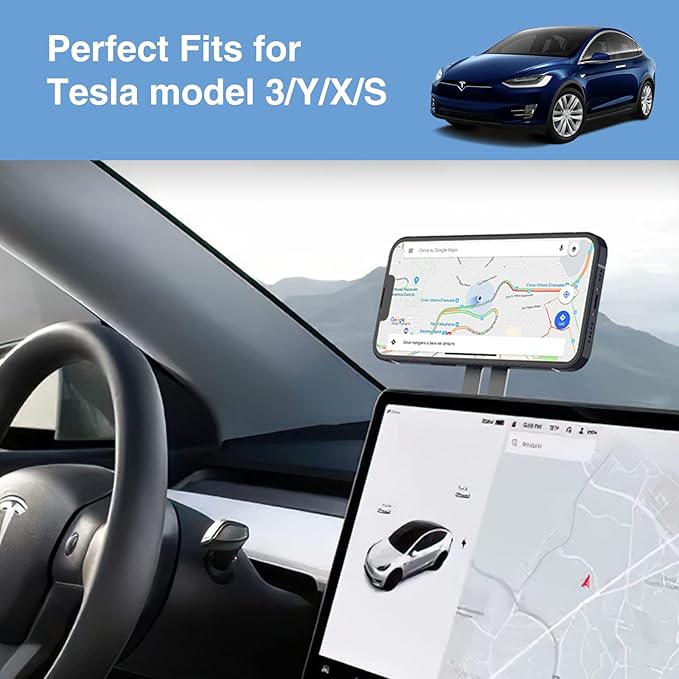 Laptop Phone Mount Magnetic Phone Holder for Monitor for MagSafe iPhone 17 16 15 14 13 12 & All Phones Phone Side Mount Adapter for Computer Monitor Display for Tesla, Phone Laptop Bracket Accessories