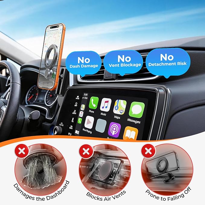 Car Phone Holder for Cadillac CT5 2024 2023 2022 2021 2020 (Only for 10-Inch Screen) 360° Rotation Magnetic Cell Phone Mount, Compatible with Magsafe, Does Not Affect Air Vent