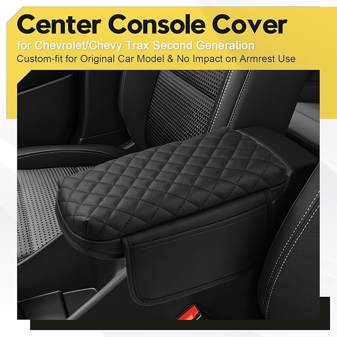 FIILINES Center Console Cover for Chevrolet/Chevy Trax 2024-2026, with Side & Hidden Pockets Armrest Cover Pad Cushion Protector Trax Accessories Armrest Cover Anti-Scratch