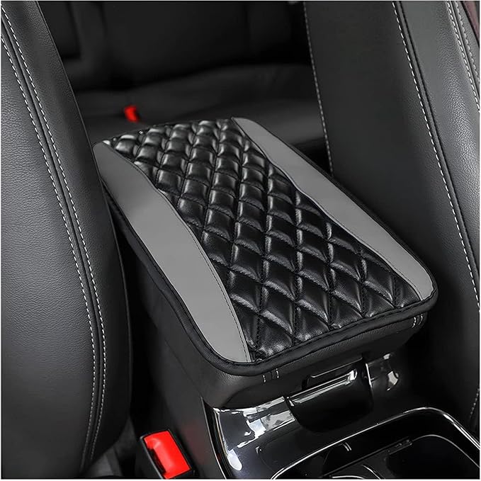 Leather Car Center Console Armrest Pad for Toyota Tacoma 2005-2023, Auto Armrest Cushion, Waterproof Seat Box Cover Protector, Vehicle Interior Decor Accessories, Gray