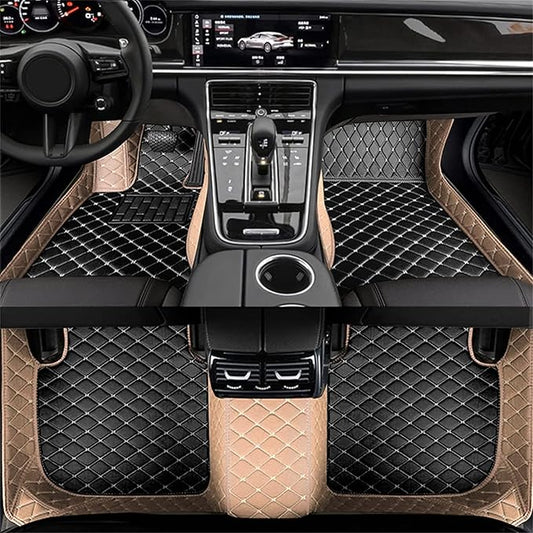 Car Floor Mats Automotive Floor Mats Vehicle Specific All Weather Protection Custom Compatible with Most of 98% Cars SUVs (Beige and Black)