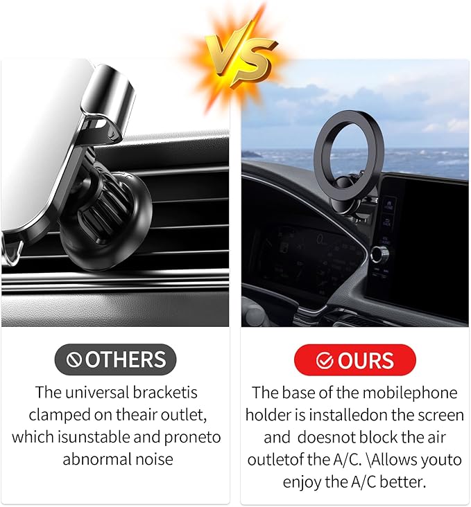 Car Phone Holder for Honda Accord 2023-2026 Accessories 7/9-Inch Screen Fixed Clip, 360° Rotation Phone Mount Compatible with MagSafe, Cell Phone Holder That Does Not Affect Air Vent