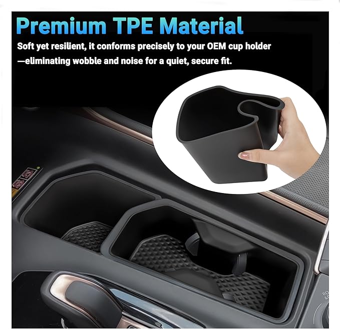 Center Console Cup Holder Compatible with 2024-2026 Toyota Grand Highlander Interior Accessories, Silicone Gear Shift Panel Storage Box and Double Cup Holder
