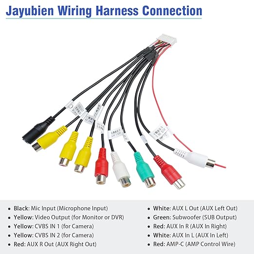 Radio RCA Wiring Harness Adapter 20Pin Plug with 9 Female RCA Connector Assembly for Android Car Radio Stereo