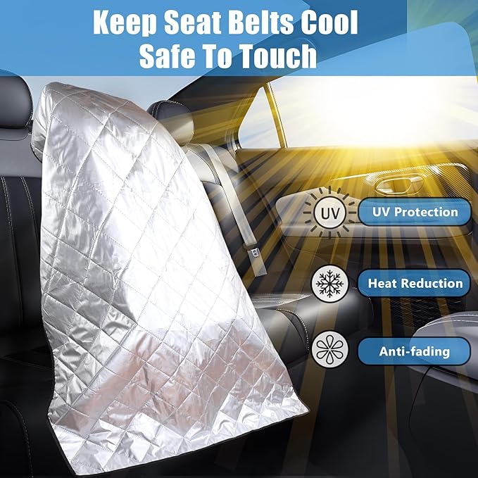 Car Seat Sun Shade Cover Cooling for Baby Car Seat Belts 20% Wider Coverage Summer Car Travel Accessory