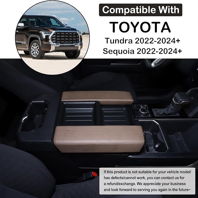 Car Center Console Armrest Protector Cover Compatible with Toyota Tundra 2022+ & Sequoia 2023+, Central Armrest Seat Storage Box Cover Cushion Lid Protector Pad Waterproof Anti-Scratch ABS Accessories
