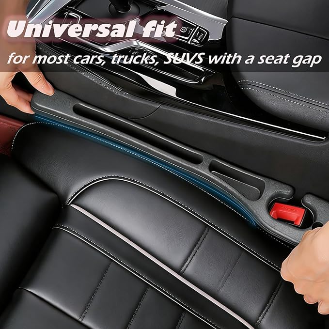 2-Pack Universal Car Seat Gap Filler - Car Seat Gap Filler Organizer & Blocker to Stop Phone, Keys from Dropping Between Seat Console (Black)