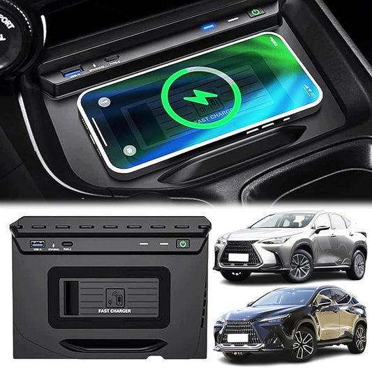 Wireless Car Charger for Lexus NX 2022 2023 2024 All Model with 27W USB & Type-C Center Console Accessory Panel, Fast Charger for i-Phone Sam-Sung
