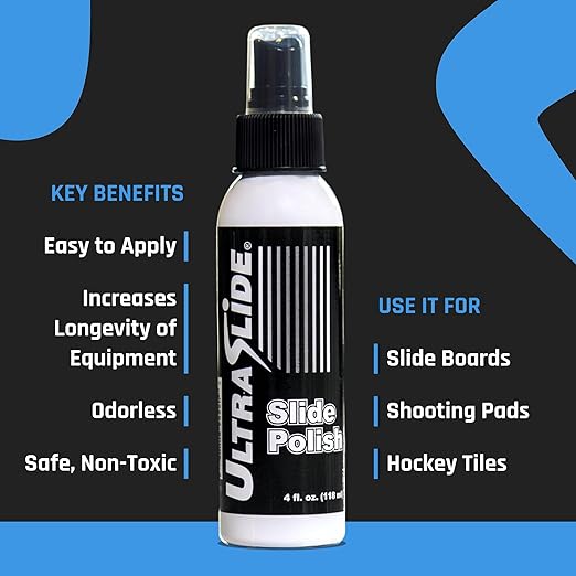 Silicone Lubricant Spray - 4oz Slide Board Polish - Friction-Reducing Lubricant for Slide Boards for Exercise, Hockey Tiles & Shooting Pads - Odorless, Multi-Purpose Surface Care