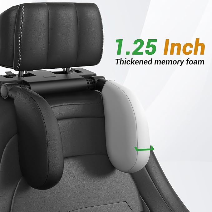 Car Headrest Pillow,Thickened Memory Foam Road Pal Headrest,Neck Support Pillow,180° Adjustable Car Headrest,Travel Car Sleeping,Suitable for Kids and Adults
