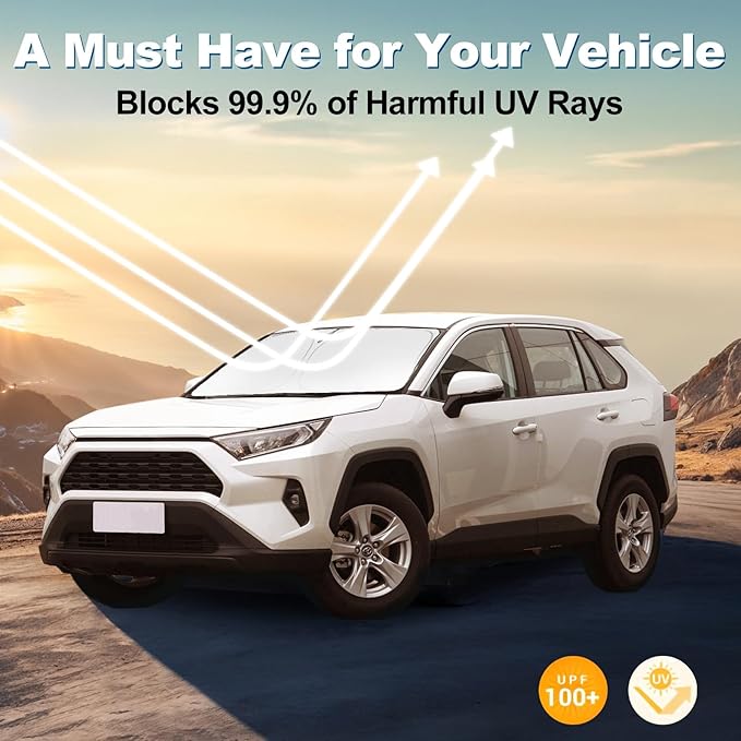 for 2019-2026 Toyota RAV4 - Premium Sunshade for Ultimate Heat & UV Protection, Foldable Front Windshield Sun Shade for SUV Crossover, TRD Off-Road, LE XLE XSE Hybrid Adventure Accessories