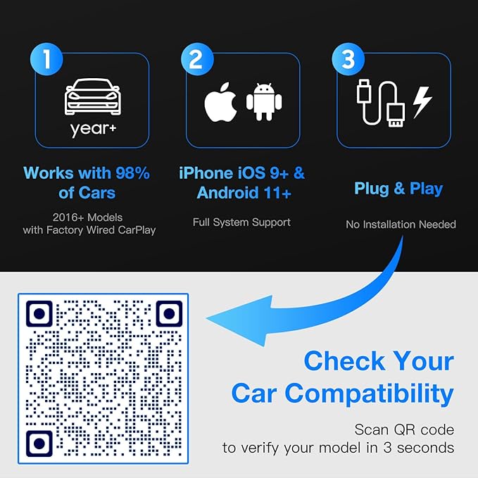 4-in-1 Wireless CarPlay & Android Auto Dongle, 5-Second Auto Connect, Low Latency Screen Mirroring.Convert Wired to Wireless for Car,USB A/C (Silver)